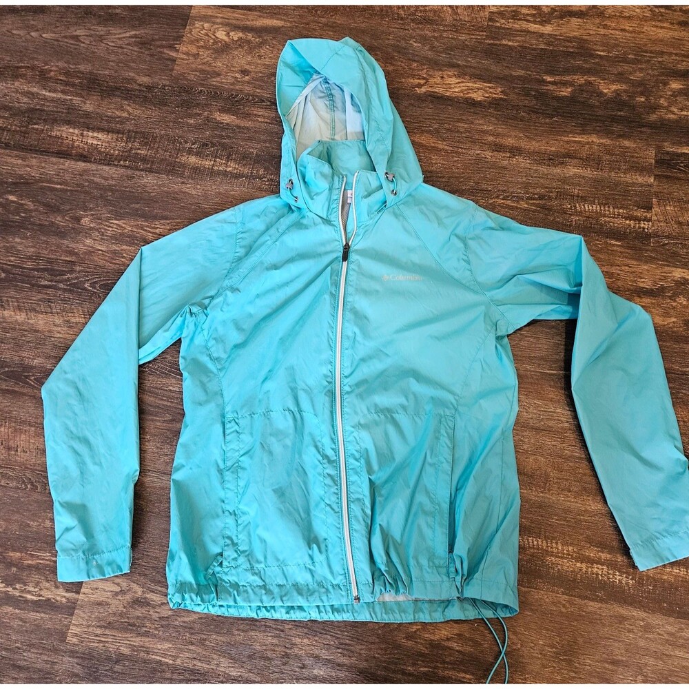 Columbia Size Large Blue Women's Rain Coat Windbreaker Lightweight